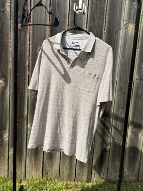 johnnie-O Heather Taupe Short Sleeve Polo with Pocket